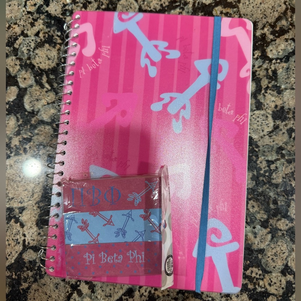 Pi Beta Phi notebook and sticky tabs